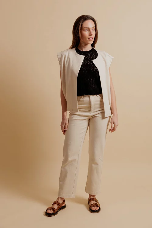 Dora - Gilet Sans Manches Beige – Image 2