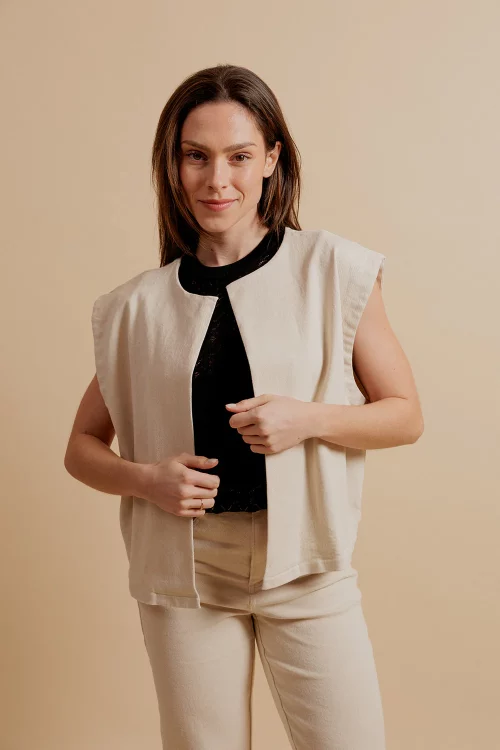 Dora - Gilet Sans Manches Beige