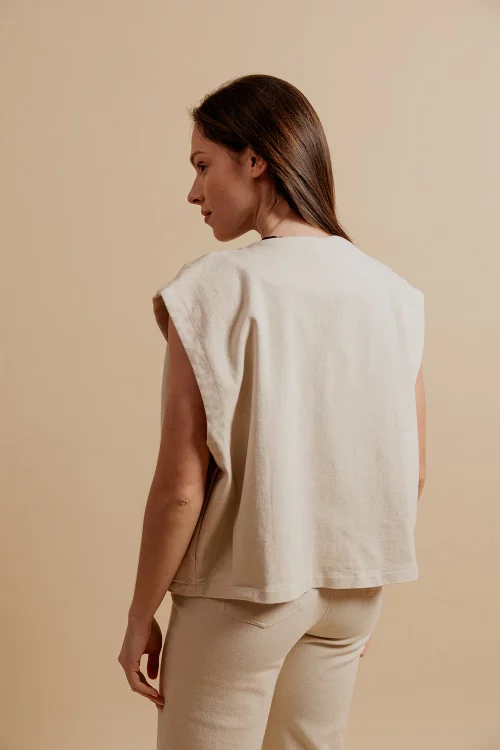 Dora - Gilet Sans Manches Beige – Image 3