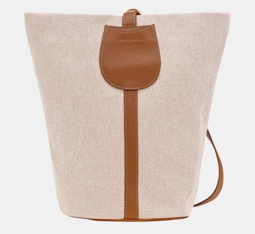 Sac seau Complice en toile et garniture cuir de vachette.